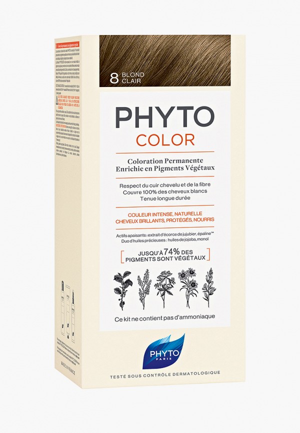 

Краска для волос Phyto, Бежевый, 8 ФИТОКОЛОР, светлый блонд, 50/50/12.