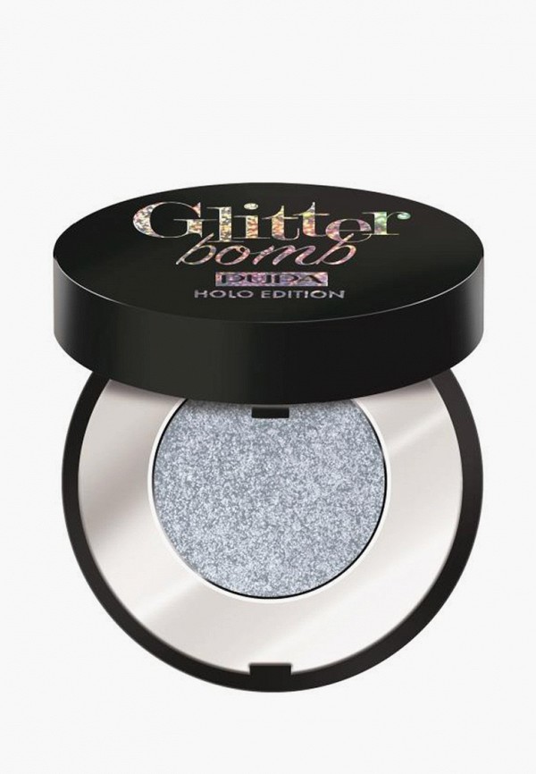 

Тени для век Pupa, Глиттерные тени GLITTER BOMB HOLO EDITION тон 001 Морозный серебряный, Прозрачный