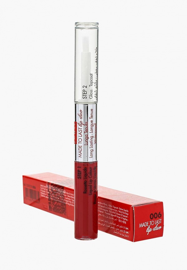 

Помада Pupa, Красный, для губ MADE TO LAST LIP DUO, тон 006 Огненный красный