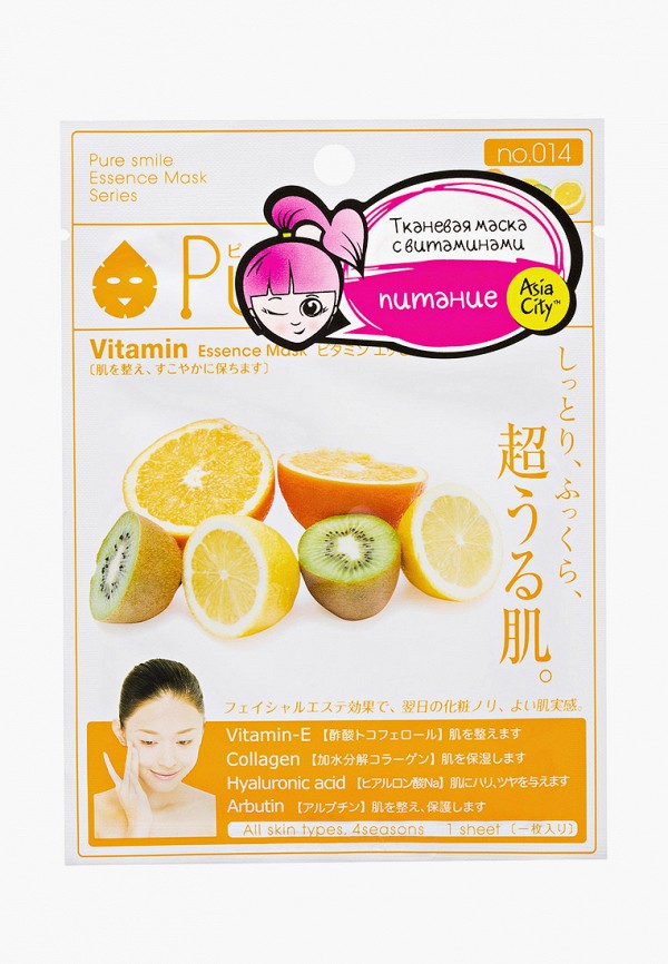 

Маска для лица Pure Smile, Прозрачный, питательная c витаминным комплексом 1 шт