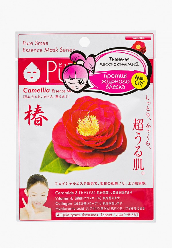 

Маска для лица Pure Smile, Прозрачный, смягчающая с экстрактом камелии 1 шт
