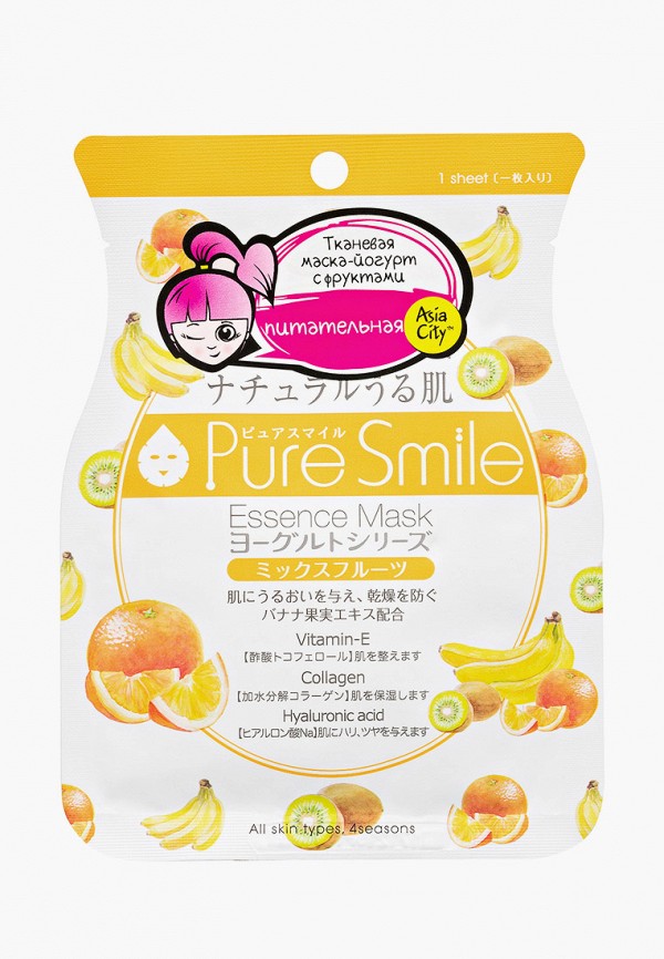 

Маска для лица Pure Smile, Белый, на йогуртовой основе с фруктами, 1 шт