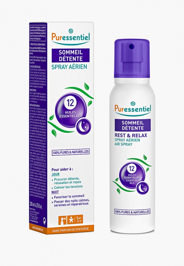 

Аромат для дома Puressentiel, Прозрачный, "Отдых и Релакс", спрей для воздуха - 12 эфирных масел, 200 мл