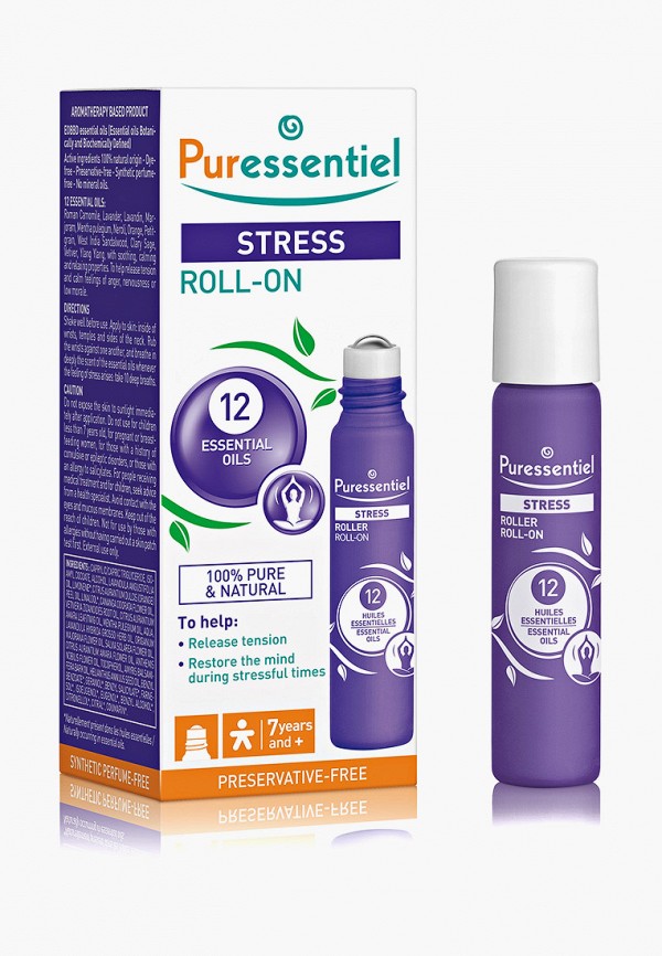 

Гель для лица Puressentiel, Прозрачный, Роллер Антистресс, 12 эфирных масел Флакон-ролик, 5 мл