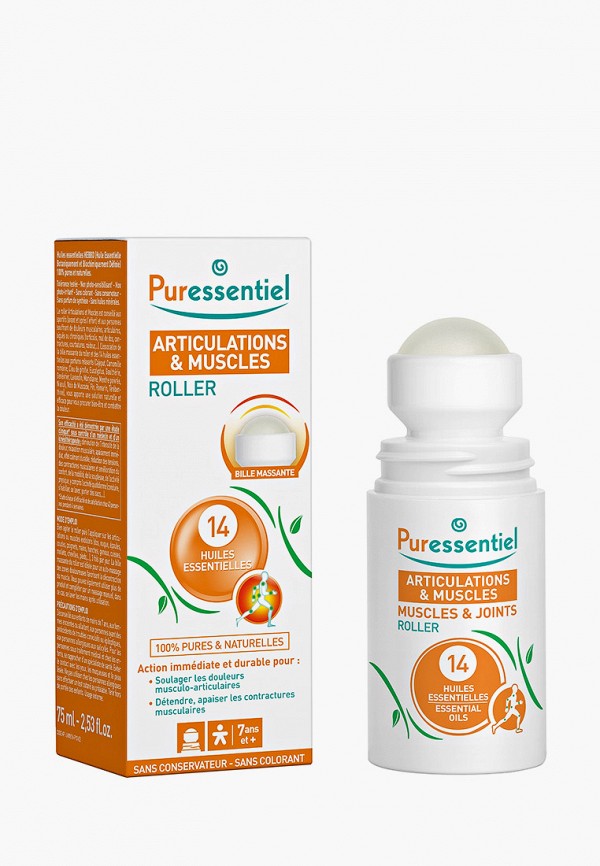 

Массажер для тела Puressentiel, Прозрачный, Расслабляющий и успокаивающий 14 эф. масел, 75 мл