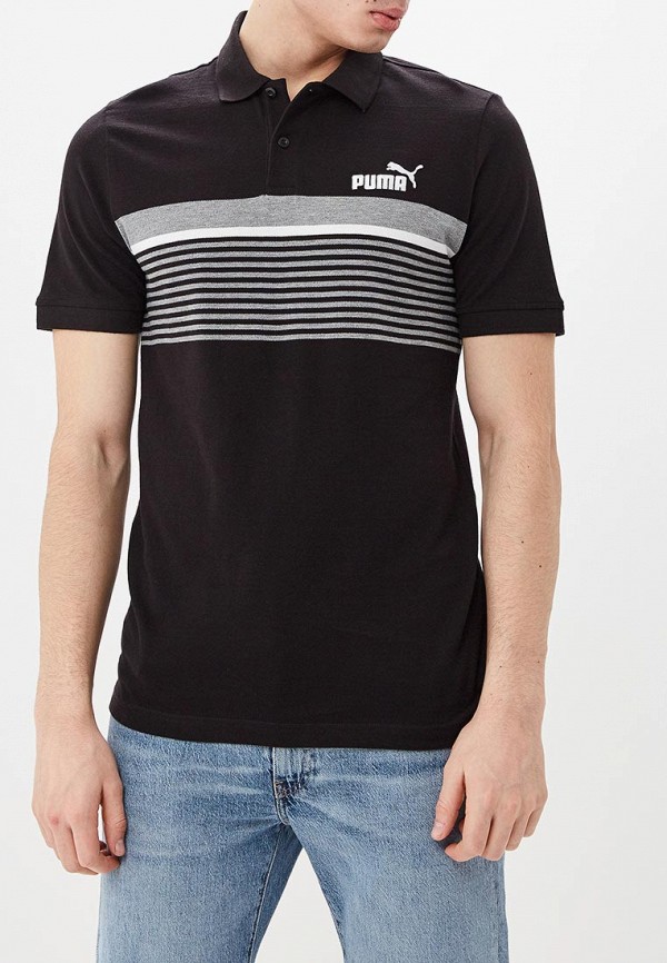 

Поло PUMA, ESS+ Stripe Polo, Черный