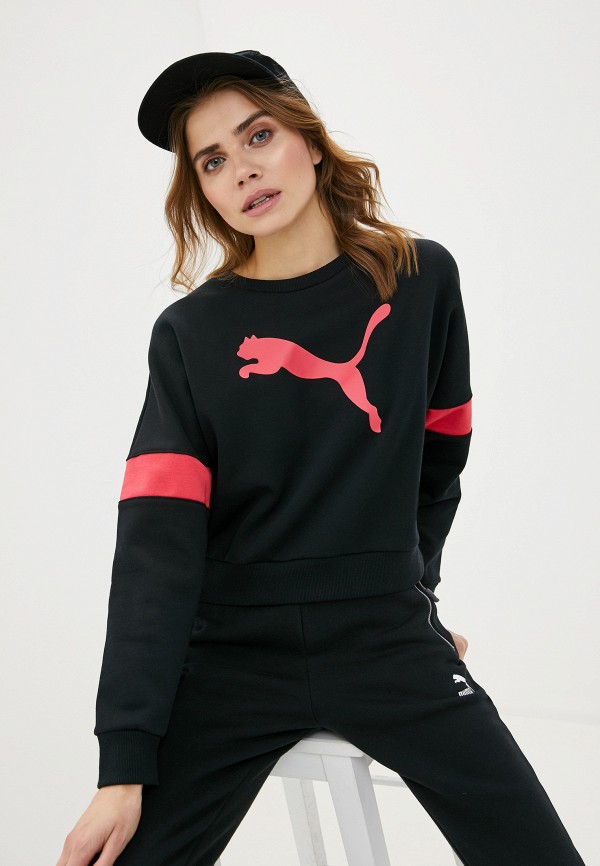 

Свитшот PUMA, Черный, Logo AOP Pack Crew FL Wmns