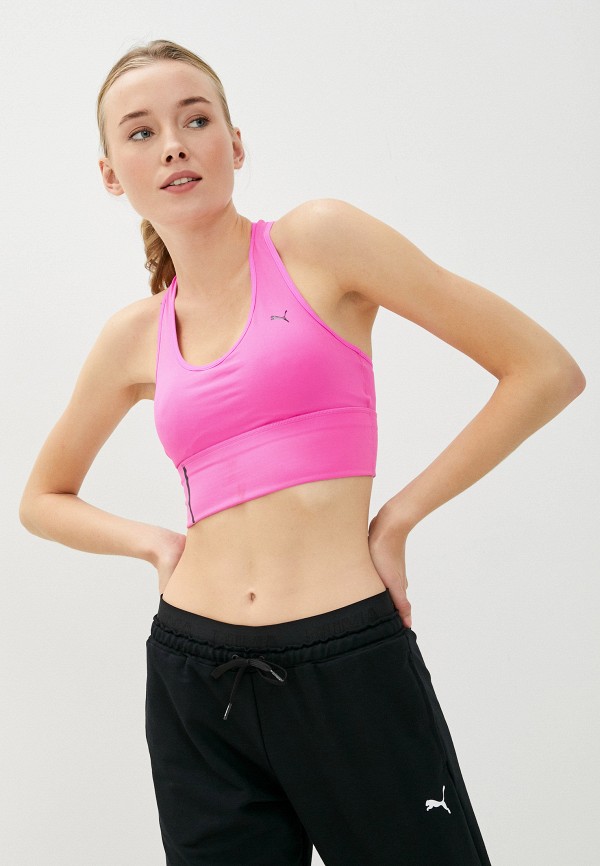 

Топ спортивный PUMA, Розовый, Mid Impact Long Line Bra