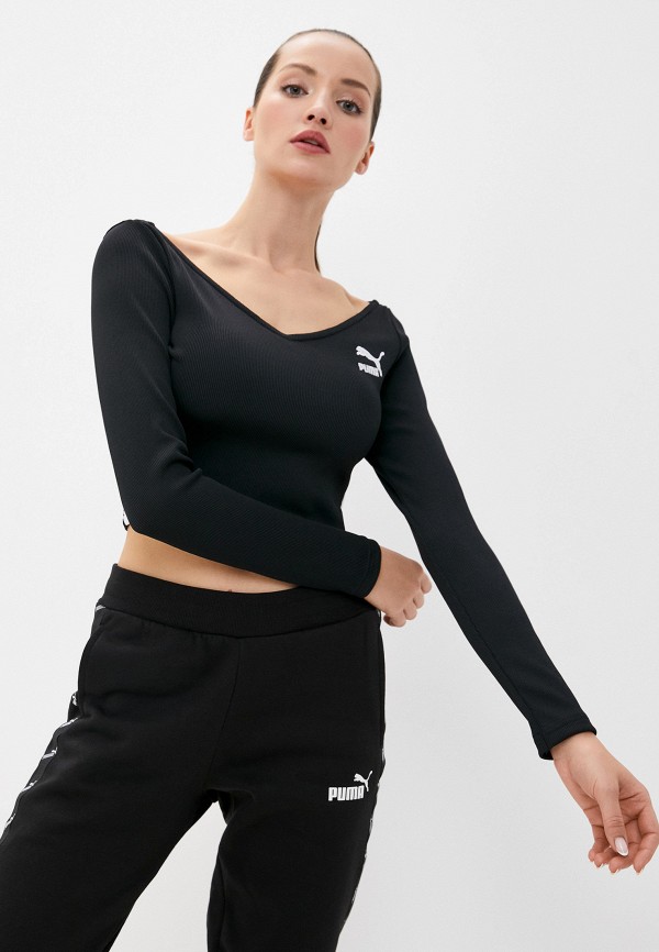 

Лонгслив PUMA, Черный, Classics Ribbed Cropped Top