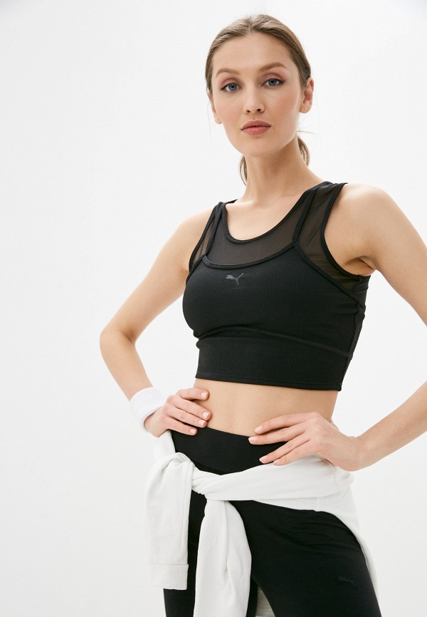 

Топ спортивный PUMA, Черный, STUDIO LAYERED CROP TOP