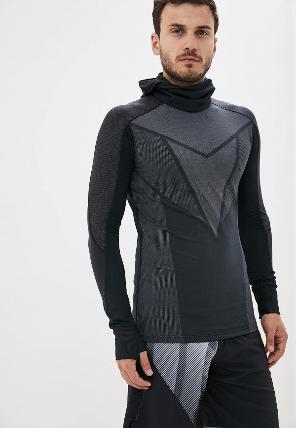 

Лонгслив спортивный Reebok, ThermoWarm Jacquard Hood, Черный