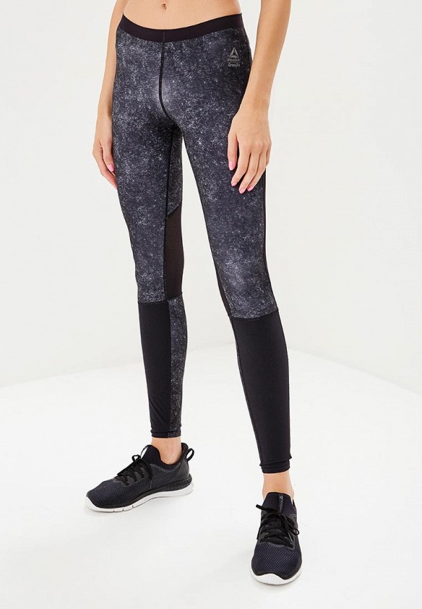 Леггинсы Reebok, RC Comp Tight AOP, Черный