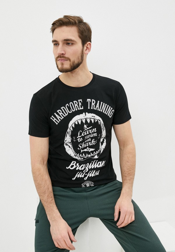 

Футболка Hardcore Training, Черный, Surfing whith sharks