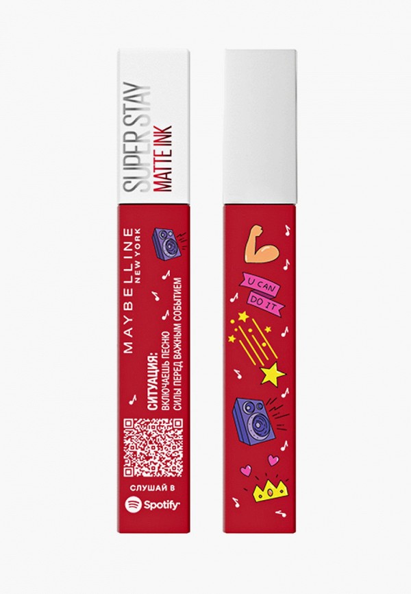 

Помада Maybelline New York, Красный, "Super Stay Matte Ink" x Spotify, оттенок 325 Shot caller (Ситуация: Включаешь песню силы перед важным событием), 5 мл
