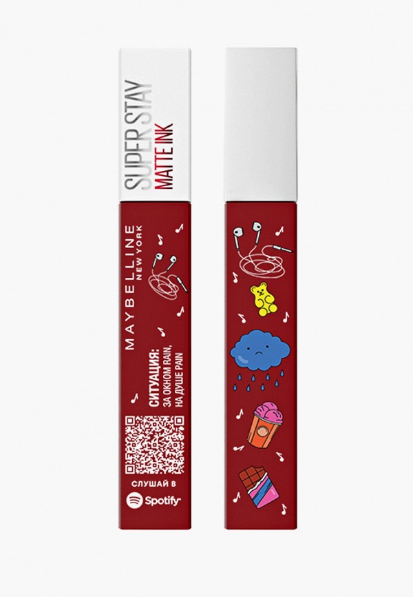 

Помада Maybelline New York, Красный, "Super Stay Matte Ink" x Spotify, оттенок 340 Exhilarator (Ситуация: За окном rain, на душе pain), 5 мл