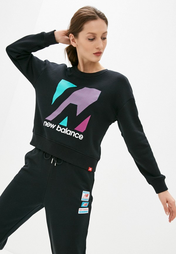 

Свитшот New Balance, Черный, ESSENTIALS TERRAIN GRAPHIC CREW FLEECE