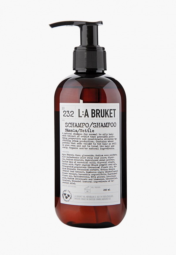 

Шампунь La Bruket, Прозрачный, 232 NÄSSLA/NETTLE 240 ml
