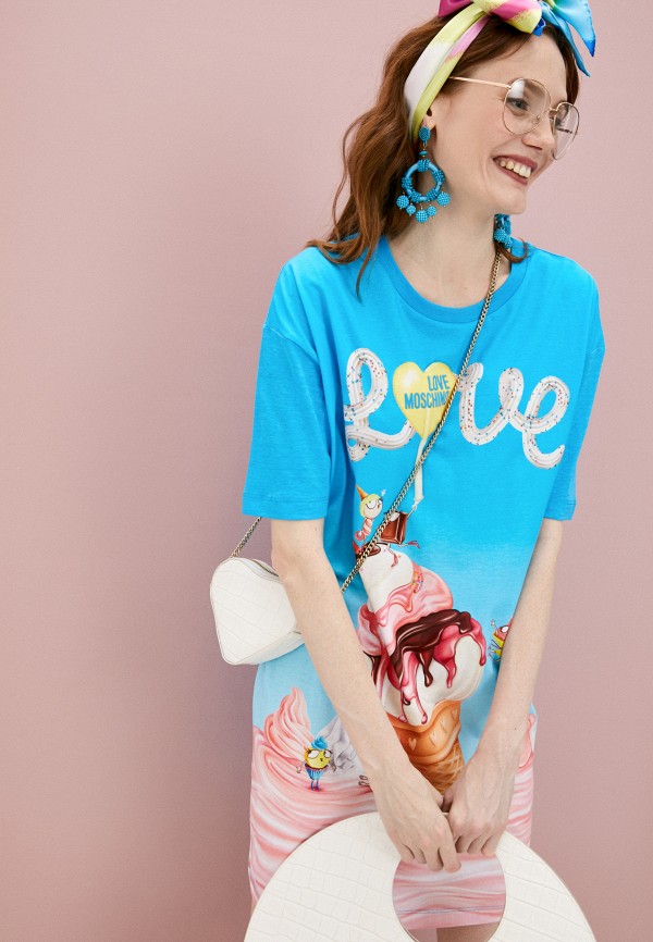 

Платье Love Moschino, Голубой, Love Moschino RTLAAH312001