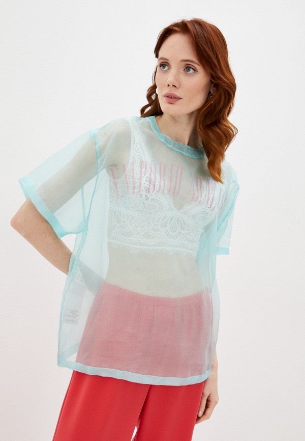 Блуза Emporio Armani бирюзового цвета