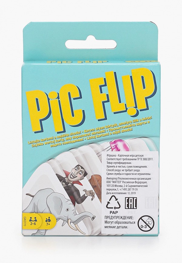 

Игра настольная Mattel Games, Разноцветный, карточная "Pic Flip"