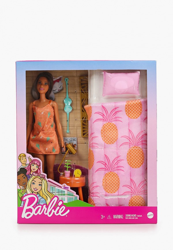

Набор игровой Barbie, Разноцветный, Barbie® брюнетка в платье в спальне с кроватью