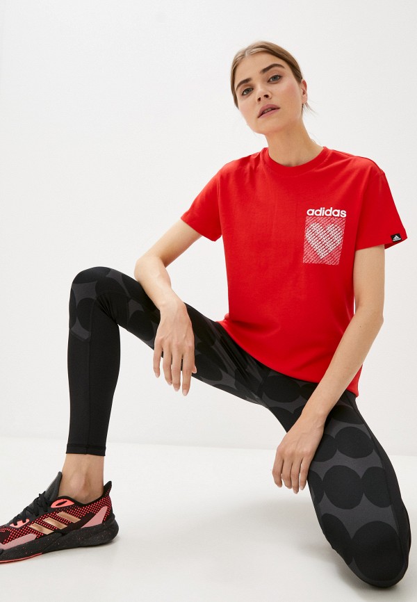 

Футболка adidas, Красный, W HRT G T