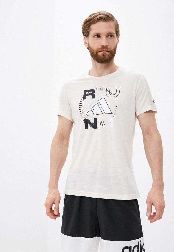 

Футболка спортивная adidas, Бежевый, RUN LOGO M 1