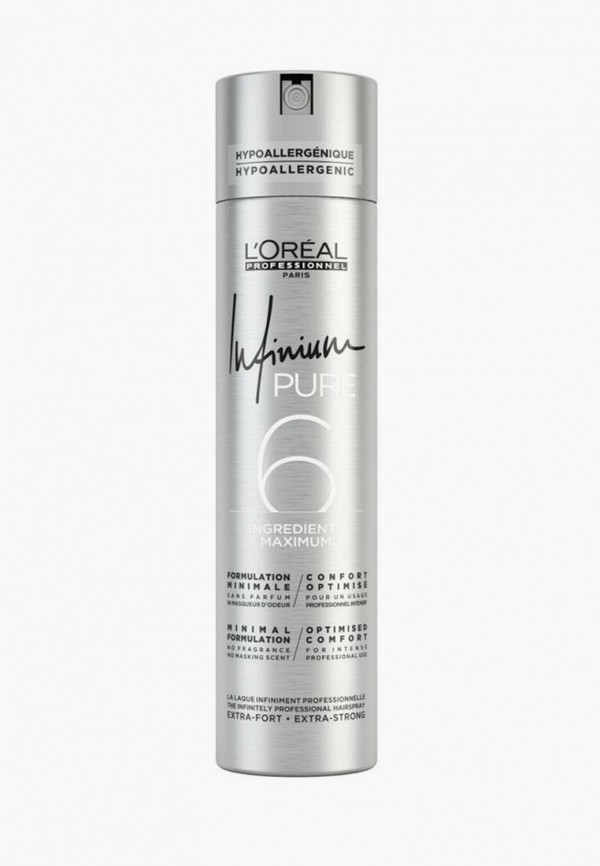 

Лак для волос L'Oreal Professionnel, Прозрачный, Infinium Pure Extra Strong экстра сильной фиксации, 500 мл