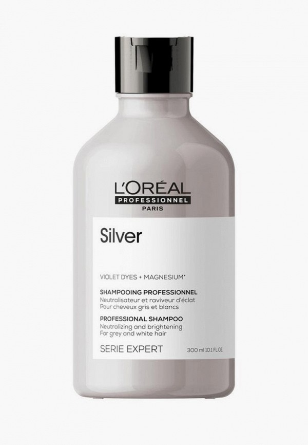 

Шампунь L'Oreal Professionnel, Прозрачный, Serie Expert Silver для нейтрализации желтизны осветленных и седых волос, 300 мл