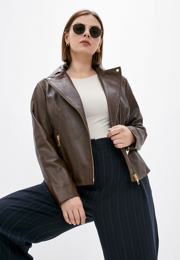

Куртка кожаная Marina Rinaldi Sport, Коричневый, EBANISTA