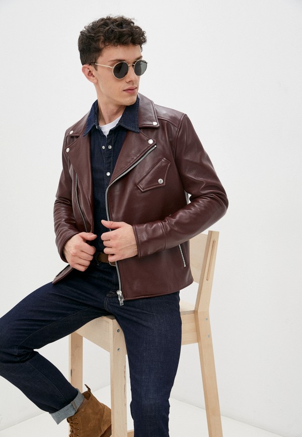 

Куртка кожаная Blouson, Бордовый, JONNY