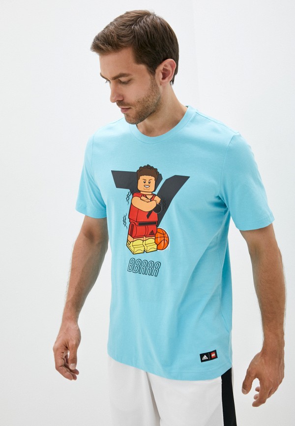 

Футболка adidas, Голубой, TRAE LEGO LS