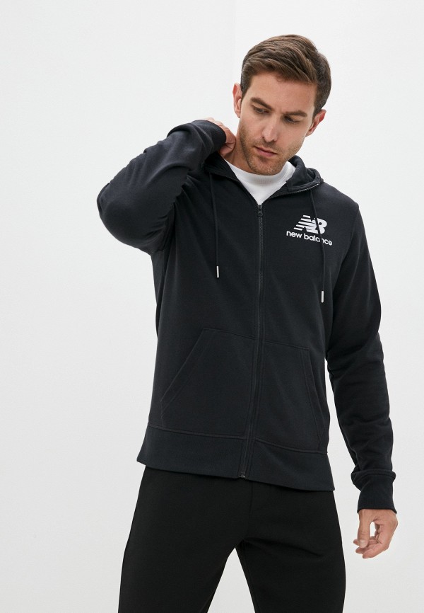 

Толстовка New Balance, Черный, NB Essentials Stacked Full Zip Hoodie