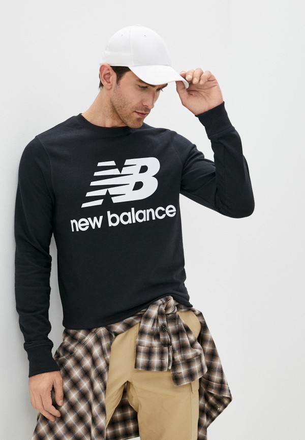

Свитшот New Balance, Черный, NB Essentials Stacked Logo Crew