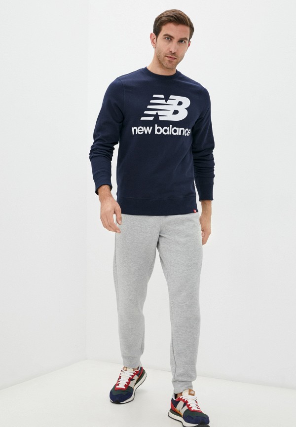 

Свитшот New Balance, Синий, NB Essentials Stacked Logo Crew