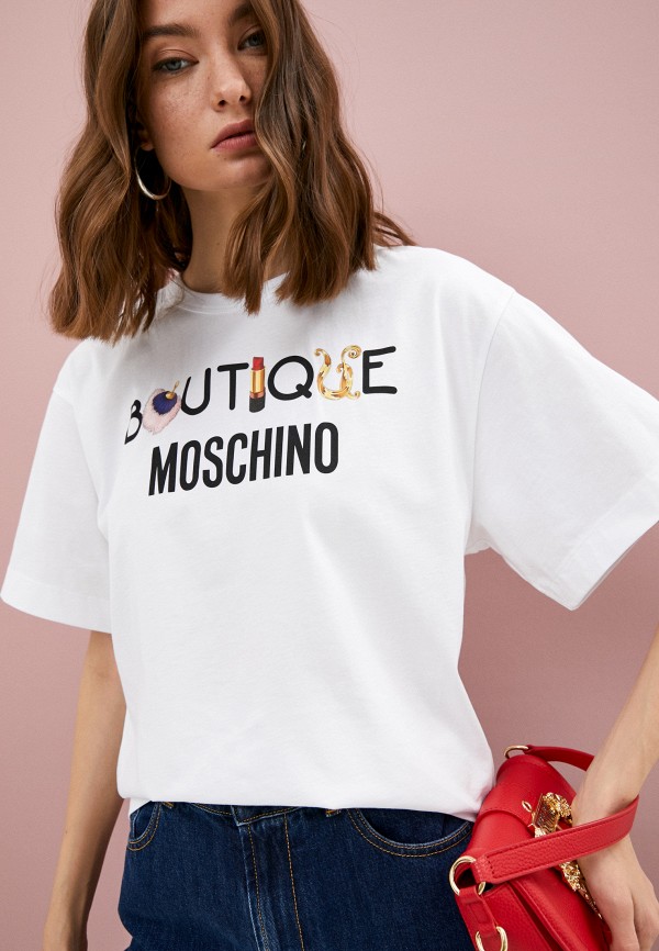 Футболка Boutique Moschino, цвет белый, размер 40 J12026160 - фото 2