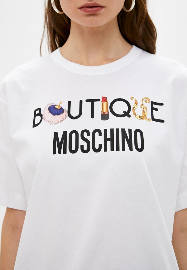Футболка Boutique Moschino, цвет белый, размер 40 J12026160 - фото 5