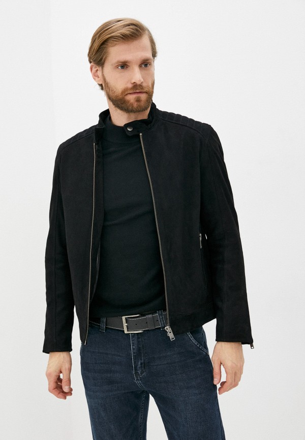 Куртка кожаная Selected Homme черный 16079415 RTLAAQ454301