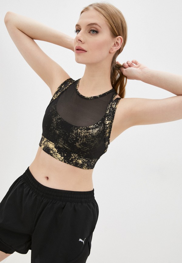 

Топ спортивный PUMA, Черный, Mid Impact Fashion Luxe ELLAVATE Bra