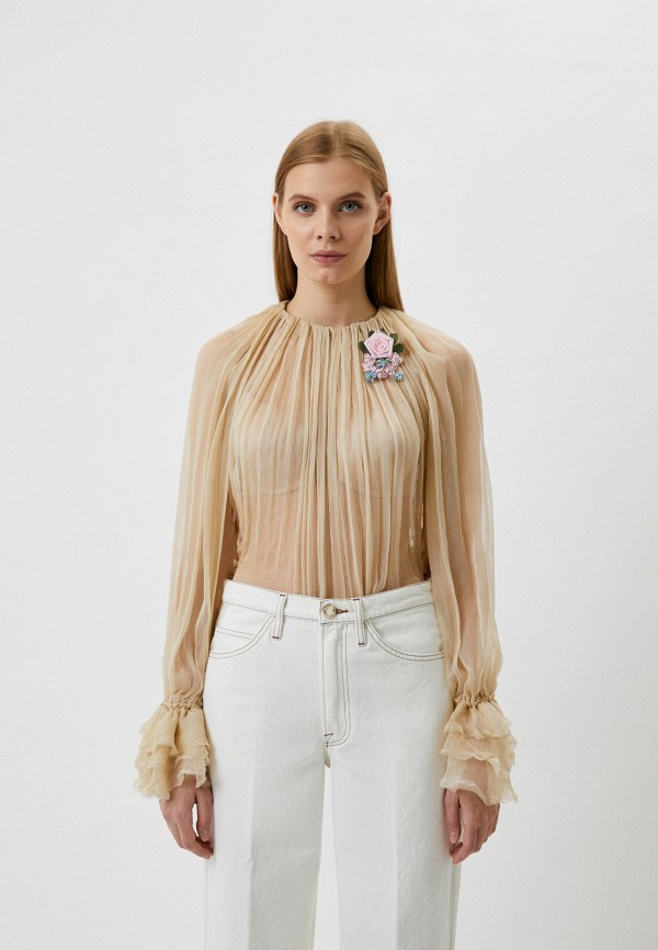 Блуза и брошь Twinset Milano бежевый PS8221 RTLAAT110701