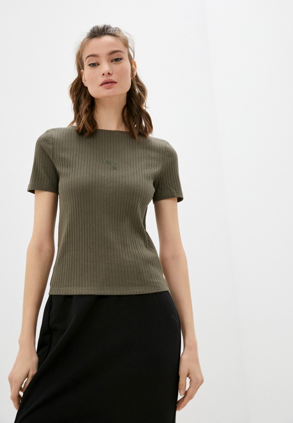 

Футболка PUMA, Хаки, HER Ribbed Slim Tee