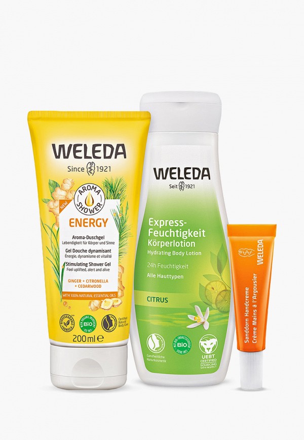 

Набор для ухода за телом Weleda, Прозрачный, "Energizes", 200 + 200 + 10 мл