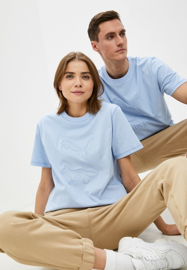 

Футболка PUMA, Голубой, PUMA x MAISON KITSUNE Tee
