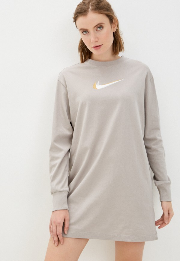 

Платье Nike, Бежевый, W NSW LS DRESS PRNT