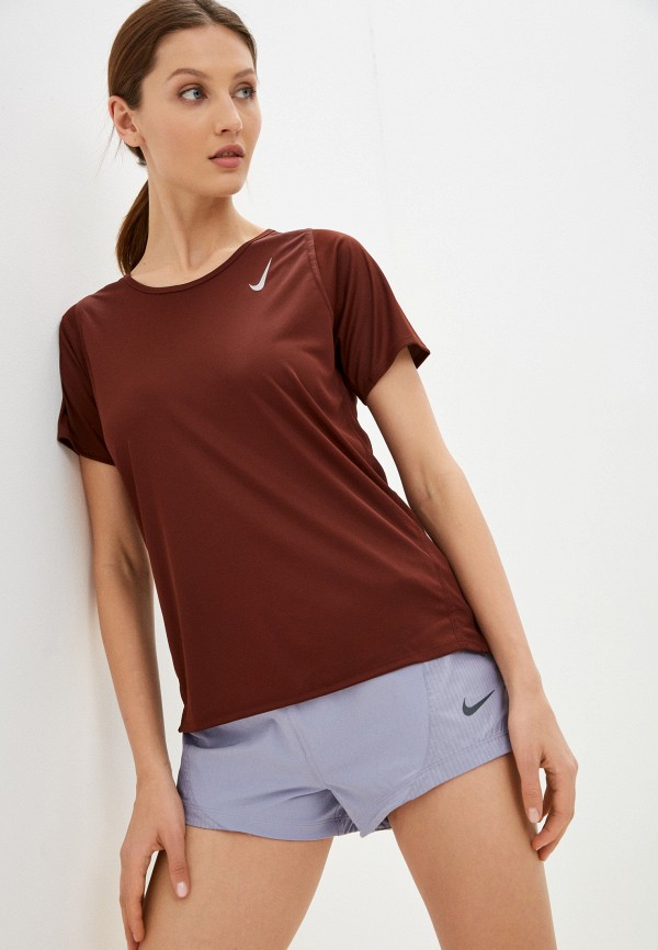 

Футболка спортивная Nike, Коричневый, W NK DF RACE TOP SS