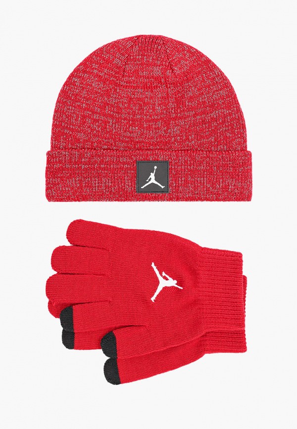 Шапка и перчатки Jordan красного цвета