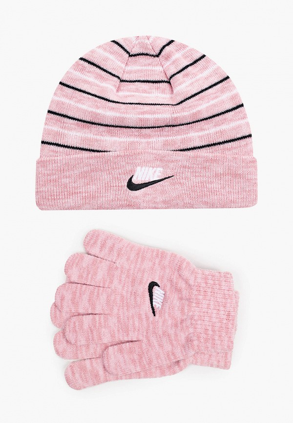 Шапка и перчатки Nike розового цвета