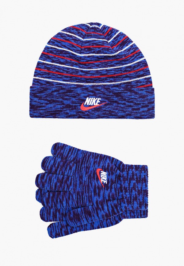 Шапка и перчатки Nike синего цвета