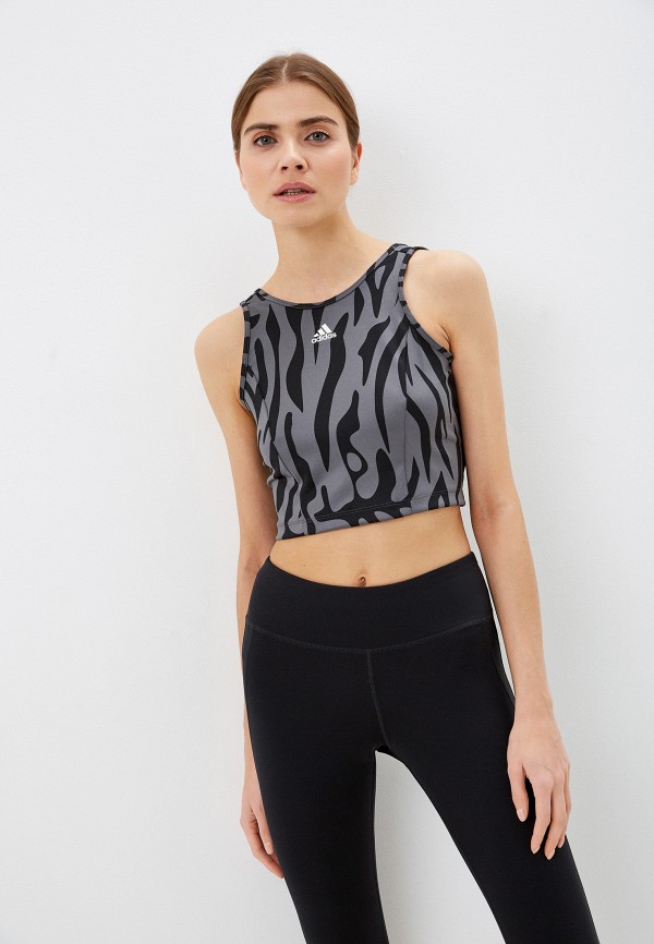 

Топ спортивный adidas, Серый, W ANML CROP