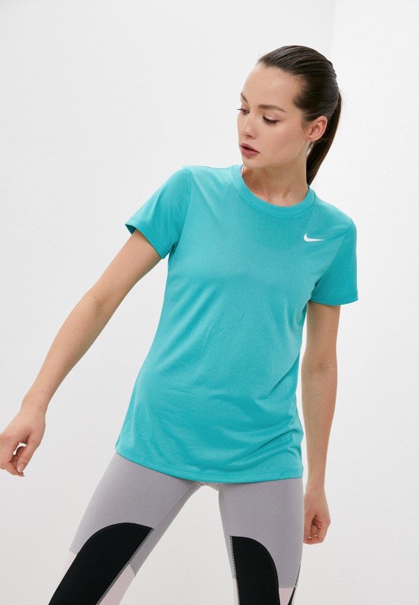 

Футболка спортивная Nike, Бирюзовый, W NK DRY LEG TEE CREW